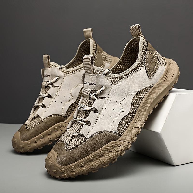 Men s Size 45-46 Summer Breathable Mesh Leather Non-Slip Casual Sports Shoes 46