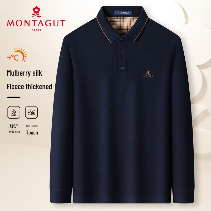 MONTAGUT Men s Long-Sleeve Silk Blend Polo Shirt 52