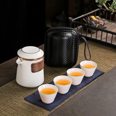 Tragbares Reise-Teeset Keramik-Teeset Teetasse Teekanne Einfach Verbrühschutz Schafsfett Jade Weißes Porzellan Kung Fu Tee-Set
