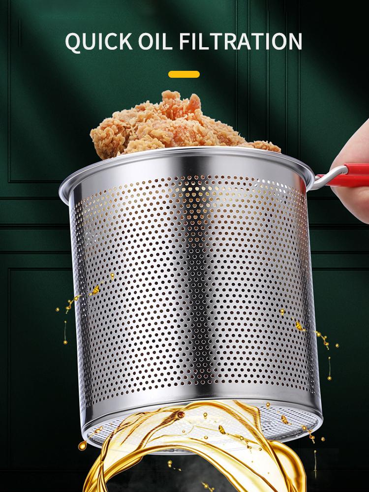 Small Frying Pan with Stainless Steel Frying Basket for Household Use, Multifunctional Cooking Tool for Fried Chicken