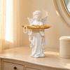Yangyizhi Little Angel Jewelry Tray, Resin Statue Decorative Dish for Keys, Earrings, Necklace, Desktop Organizer Bedroom, Living Room, Entryway Table