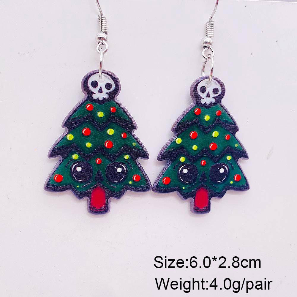 Holiday Horror Santa Hat & Christmas Tree Bell Acrylic Earrings