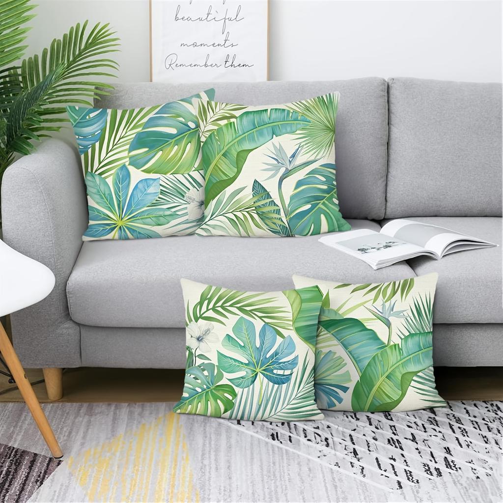 1/4pcs Tropical Palm Leaf Throw Pillow Covers Watercolor Jungle Botanical Cushion Cases for Home Patio Decor Cushion Cover