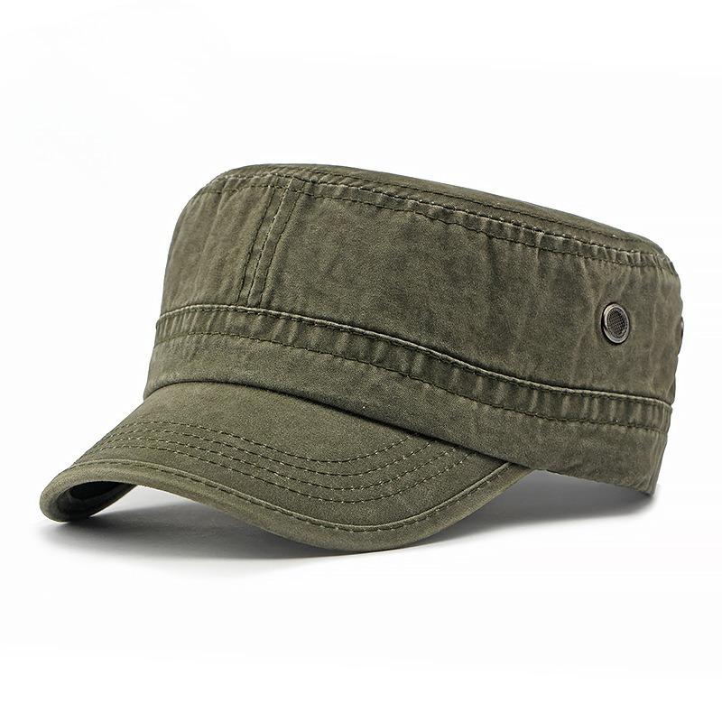

Vintage Washed Cotton Military Cap for Men Women Breathable Flat Top Hat Outdoor Sun Protection Casual Army Hat Cadet Cap 55-60cm армія зелений колір