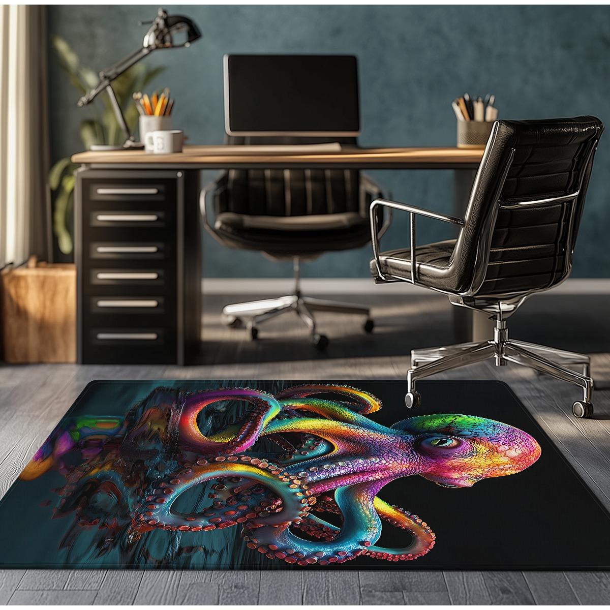 

Colorful Octopus Crystal Velvet Rug Ocean Sea Life Art Print Modern Home Decor Living Room Floor Mat Anti Slip Gaming RoomCarpet 60x90cm
