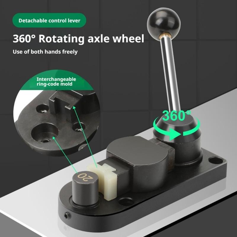 Jewelry Ring Bender Machine Manual Lever Forming Tool with 6 Nylon and 6 Metal Dies, Mounted Base for Ring Shaping Tasks and Jewelry Work