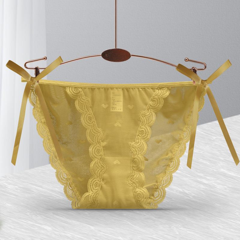 Sexy Lace Panties Printed Heart Lingerie Low-Rise Breathable Hollow Out Briefs Strappy Knickers