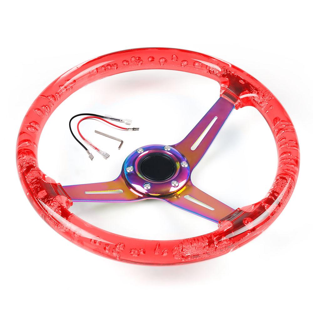 14inch 350MM Acrylic Steering Wheel & Horn Button 6 Holes Neo Chrome Steering Wheel Depth 71MM BX102089