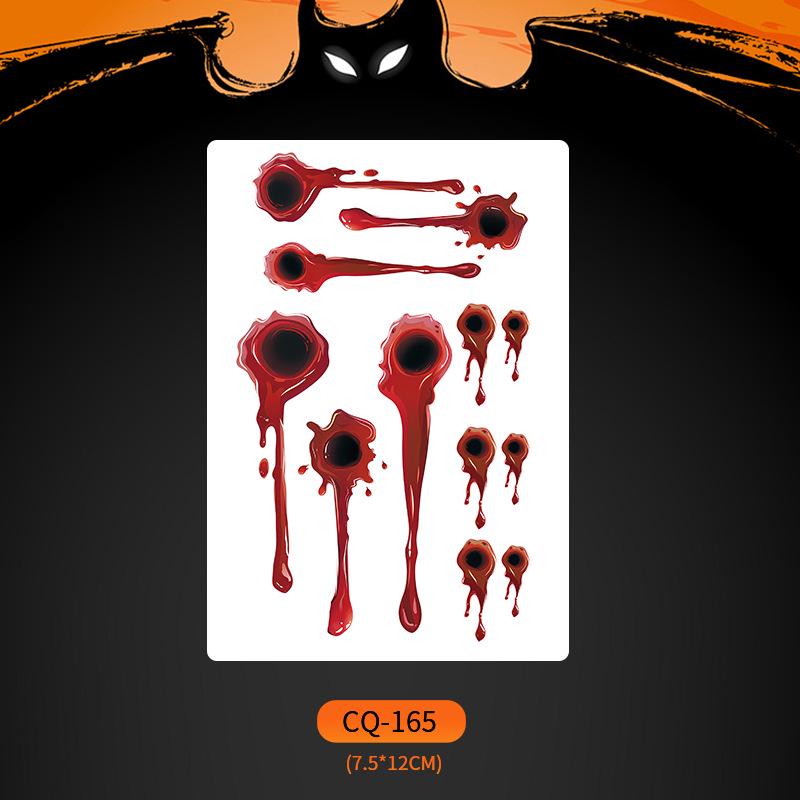 Nuevos Halloween 2024 Pegatinas de Tatuaje de Cara de Boca Grande Aterradoras - Divertido, Impermeable, Maquillaje de Fiesta Colorido