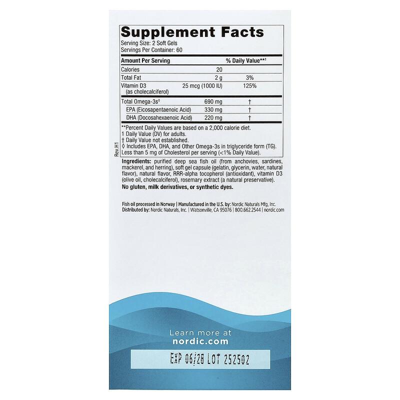 Omega-3D™, Great Lemon, 120 Soft Gels