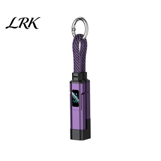 4-in-1 Charging Cable 65W 4 in 1 Keychain Cable, Fast Data USB-A To USB-C Charger with LED Display, 8-Pin/Type-C/USB-A/USB-C, Portable Keyring