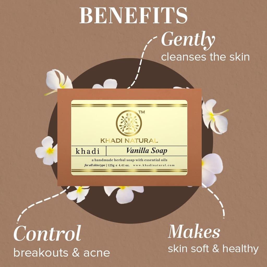Khadi Natural Herbal Vanilla Soap Bar 125 g X Pack Of 2 Moisturizing Bath Soap For All Skin Types