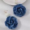 Floral Drop Earrings Lightweight Camellia Earrings Allergy Free Blue Flower Ear Pendants Handmade Denims Ornament