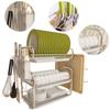 3 Tiers Dish Drainer Large Kitchen Dish Storage Shelf Kitchen Organizer Countertop Dish Drying Rack for Bowls Plates Dishes