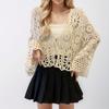 DIMANAF 2025 New Summer Women T-Shirt Bat Sleeve Basic Fashion Tops Lace Cardigan Tees Casual Loose White Tees