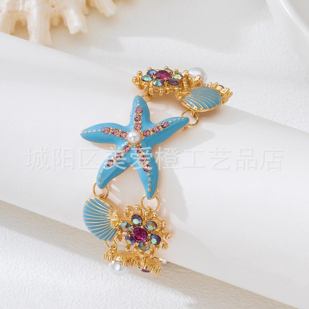 Beach Vacation Style, Ocean Starfish, Shell Bracelet, Female Bohemian Feng Shui Jewelry, Spring And Summer Tide