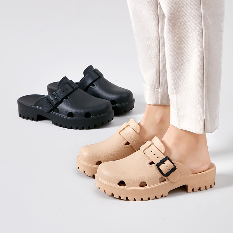 Fashion Slides Black Round Toe Women's Mules Slippers and Ladies Sandals Platform Shoes New Fashion Casual Wholesale Original Pvc Eva 39