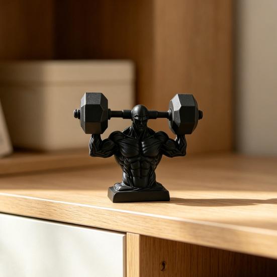Figurka svalovce 3D tisk, matná černá, realistický model svalové postavy pro vzpírání se stabilní základnou, dekorace do posilovny pro muže, dárek pro fitness