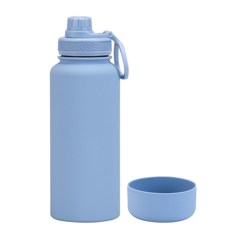 1L Large-Capacity Thermos Cup With Non-Slip Bottom, Portable Outdoor Sports Kettle, Frosted Water Cup