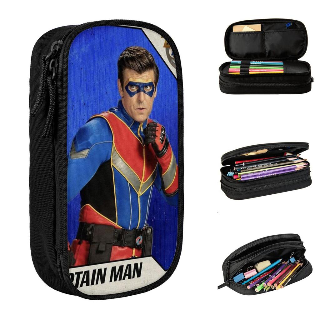 Fashion Captain Man Henry Danger Pencil Cases Pencilcases Pen Holder for Student Large Bag Students School Gift Stationery