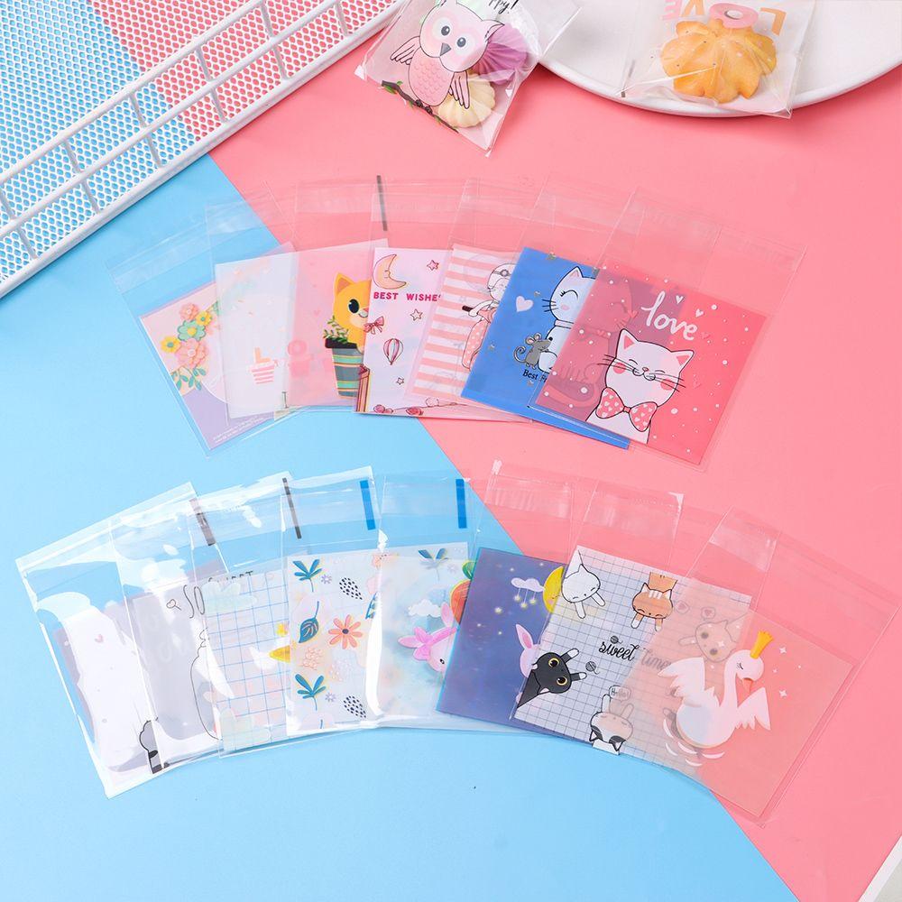 Cartoon Gift Packages Wedding Favors Cute Bow Design Candy Bag Plastic Cookie Pocket Self-Adhesive