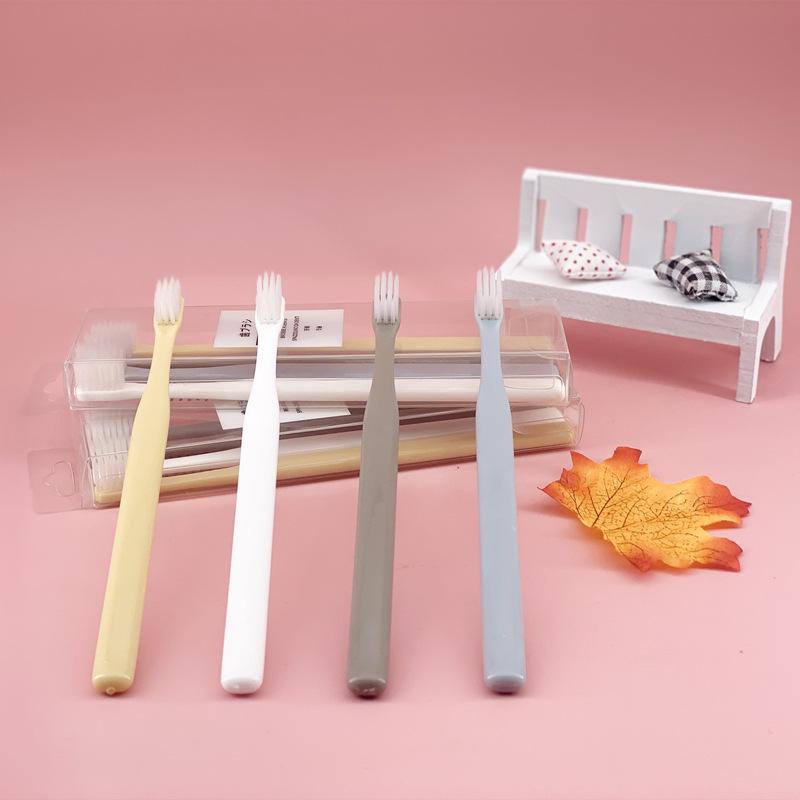 Xiujie Macaron 4er-Pack Zahnbürste mit weichen Borsten und Bambuskohle