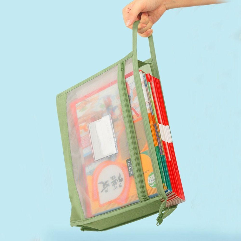 Transparent Mesh Zipper Pouch Bag Large Capacity Data Storage Bag  School Office Supplies