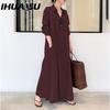 IHUASU Robe chemise longue pour femme en 100% coton Tailles: Robes Décontractées S-5XL