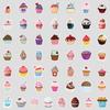 50 Cupcakes Doodle Stickers Water Cup Suitcase Waterproof Decorative Stickers Creative DIY Stationery Stickers
