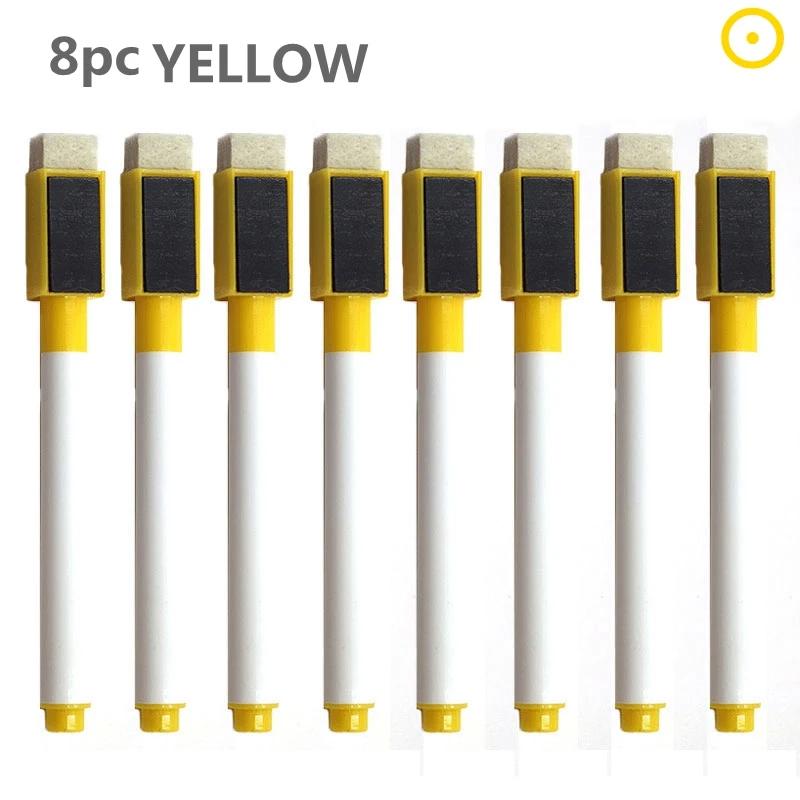 8PC Magnetic Colorful Whiteboard Pen Black White Board Markers Built In Eraser School Supply Childrens Graffiti Drawing Pen