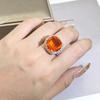 Square Large Orange Gem Ring Bohemian Style Wedding Ring For Women Micro-inlaid Zircon Ring Party Jewelry Engagement Ring
