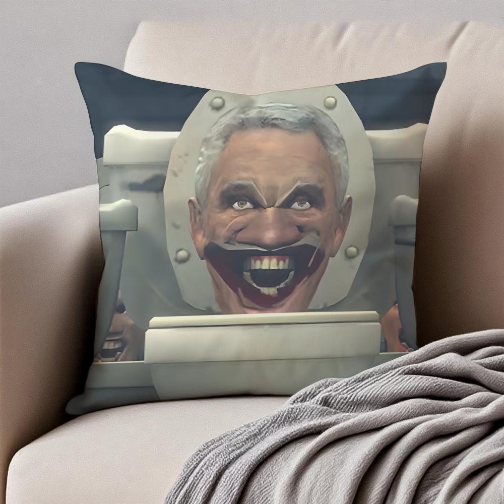 

Funny Uncanny SSkibidi Toilets Cushion Cover Pillowcase Antidustmite Invisible Zipper Short Plush Sofa Cushion 30X30cm