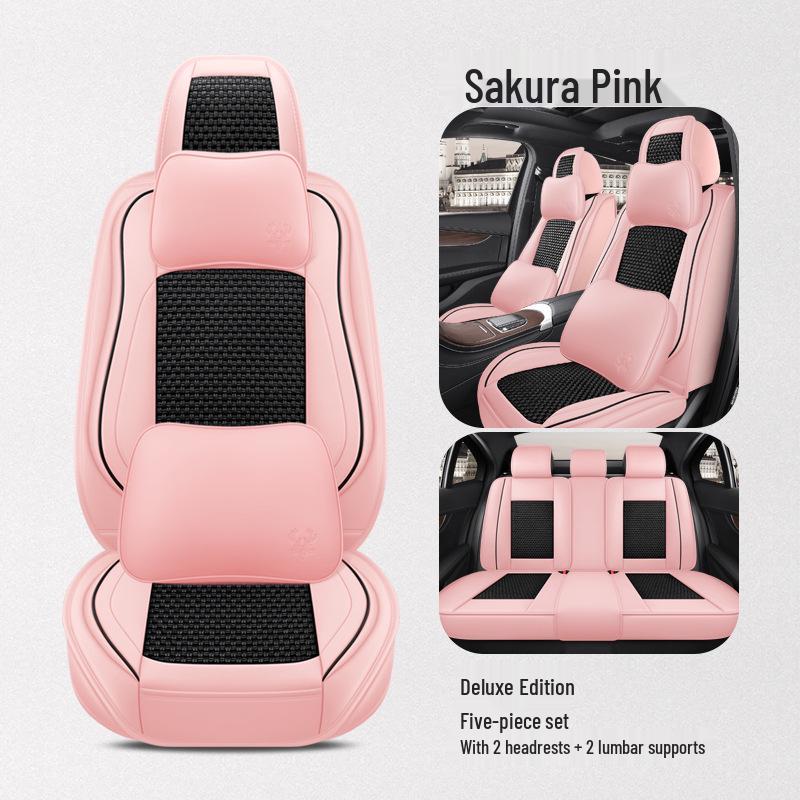 BS38 Ice Silk Leather All-Season Car Seat Cushion - Universal Fit for SUV, Sedan, Pickup, Off-Road Vehicle.