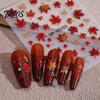 Waterproof Nail Art Stickers Autumn Maple Leaf Stickers, Self-Adhesive Fall Leaves Decals, Decorative Women Embossed Manicure for Home and Salon