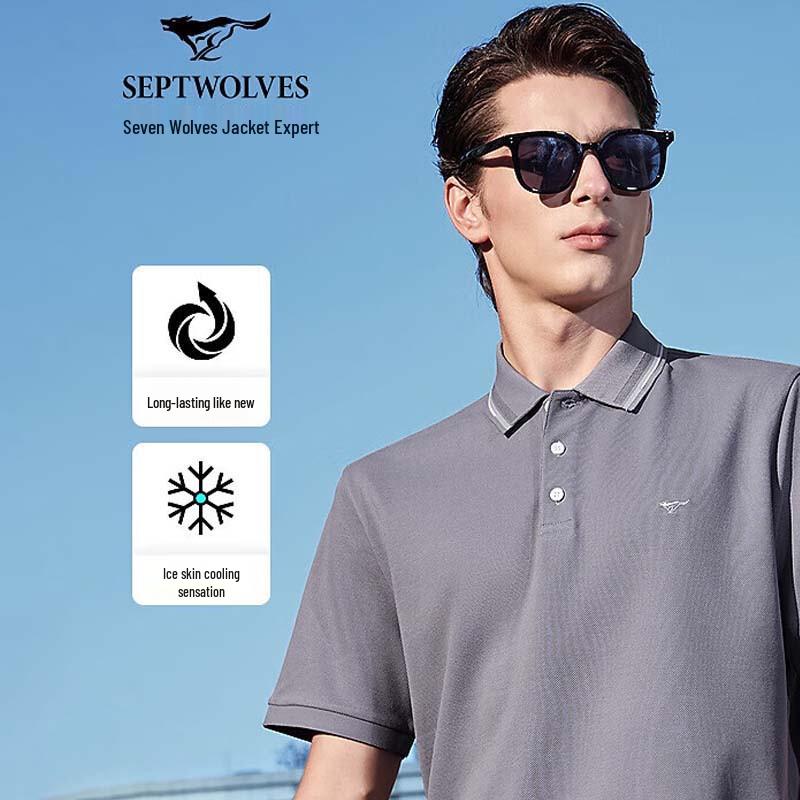 

SEPTWOLVES Men s Breathable Ice Peak Short Sleeve Polo Shirt L