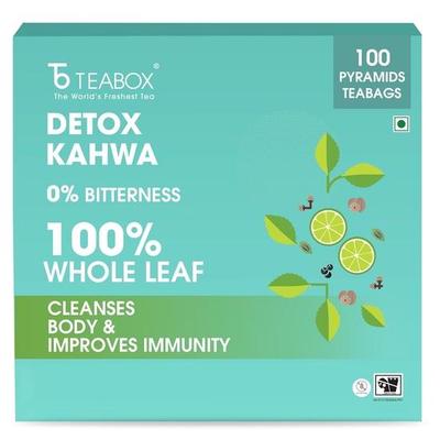 Teabox Detox Kahwa Kräutertee 100 Teebeutel | Hergestellt aus 8 natürlichen Zutaten | Hilft bei der Reinigung | Immunitätsverstärker | Lindert Erkältungen