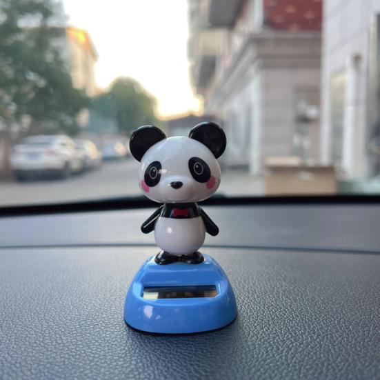 Car Ornament Solar-Powered Panda Dashboard Nodding Toy Car Interior Decoration with Swing Head Cute Car Dashboard Accessory Fun Gift for Car Lovers