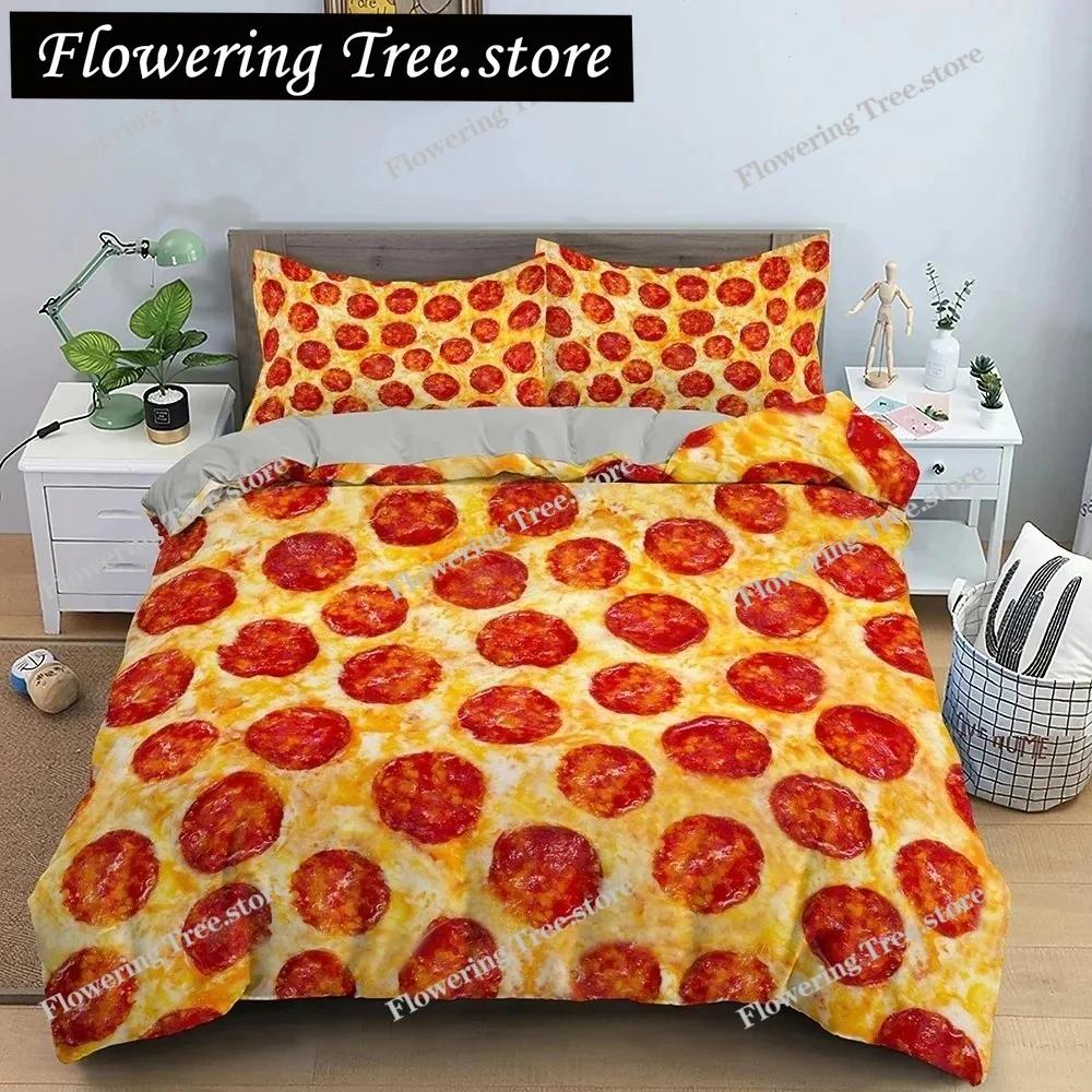Snack Duvet Cover Set Coffee Bread Donut Pattern Pink Polyester Comforter Cover For Kids Adult Teen Bedding Set Queen King Size