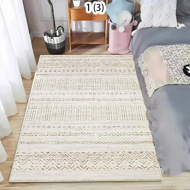 

Minimalist Grey Striped Tribal Geometric Area Rug Non Slip Washable Bathroom Door Mat Entryway Living Room Carpet Floormat Boho 40X60cm