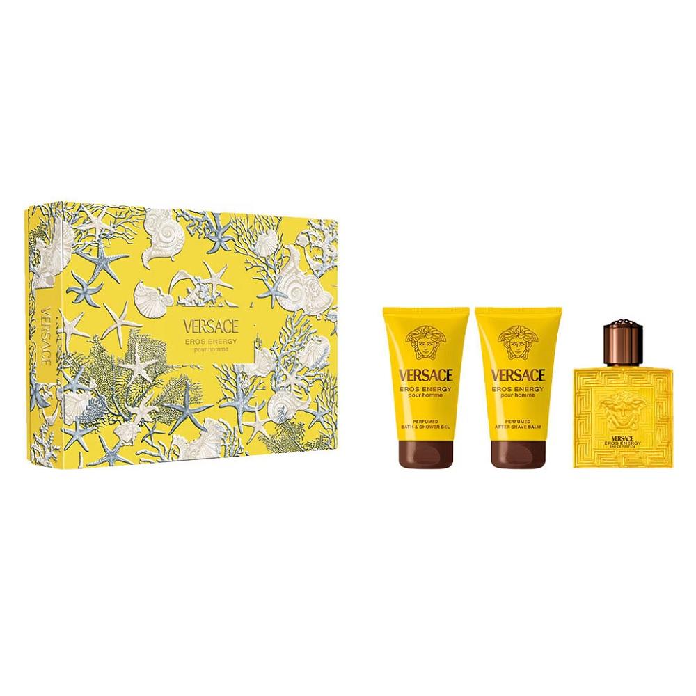 Versace Eros Energy Set Eau De Parfum Spray 50ml + Shower Gel 50ml + Aftershave Balm 50ml