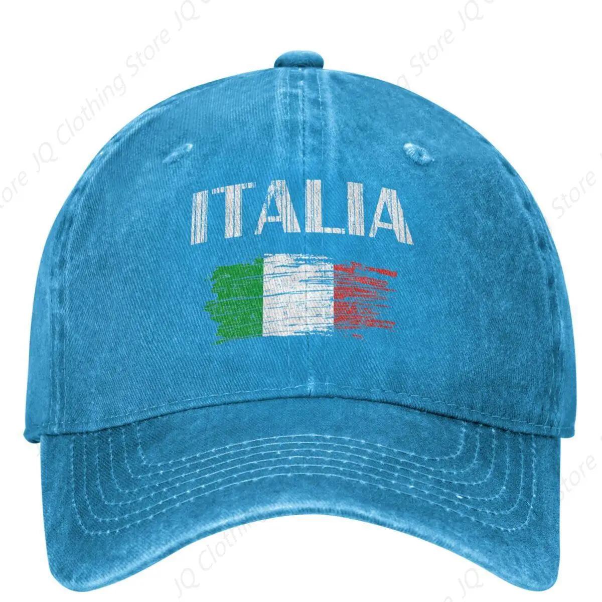 The best product for you Italiaanse Vlag Vintage Denim Baseballpet Itali&euml; Souvenir Coole Nationale Outdoor Sport Trucker Pet Zomer Heren Retro Baseballpetten Adjustable blauw