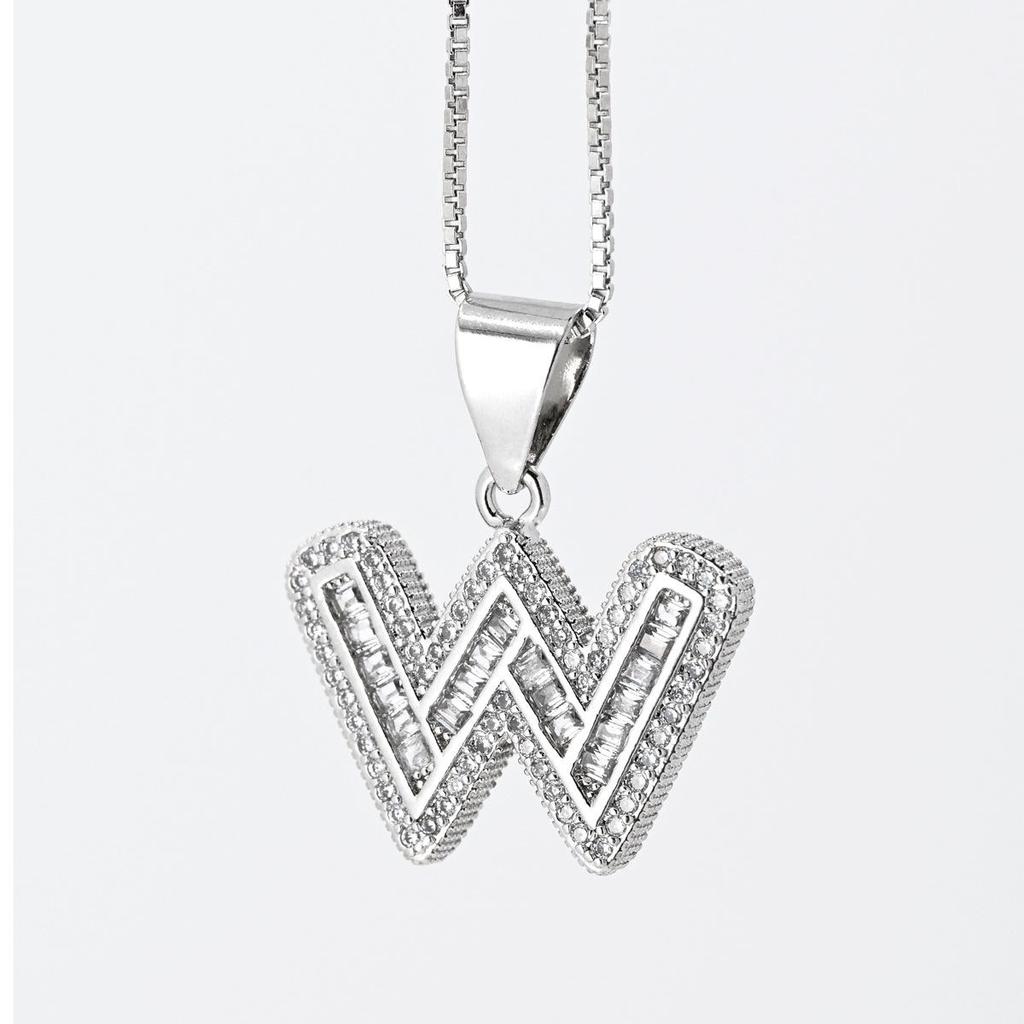 Cross Pendant with Micro Pave Cubic Zirconia - 26 Letter Options for DIY Jewelry Accessories