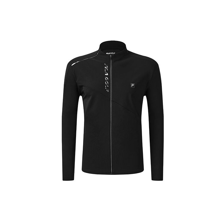

FILA Athletics Golf Outdoor Sports Stand Collar Logo Однотонная трикотажная куртка с длинным рукавом Мужские куртки Deep-Black A11M235504F-BK XL