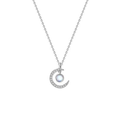 Mondstein Zirkon Mond Anhänger Halskette Kreativ Elegant Schlüsselbein Kette Party Schmuck Für Frauen Choker