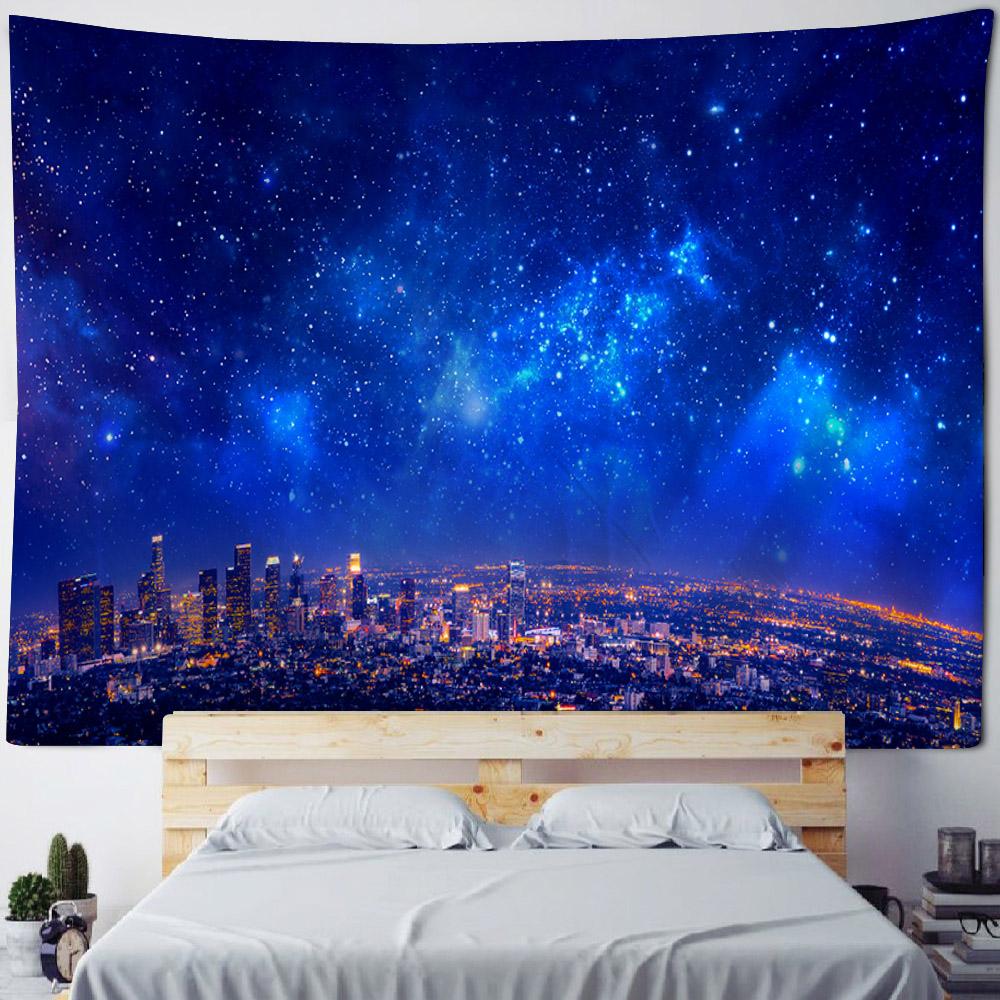 Urban Starry Sky Landscape Tapestry, Mysterious Universe Wall Hanging, Living Room, Bedroom Hanging Cloth, Home Art Decoration