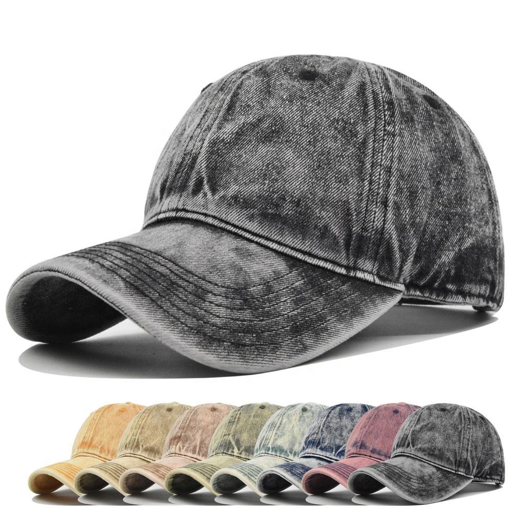 Solid Color Washed Denim Baseball Cap Vintage Retro Snapback Hat for Men & Women, Adjustable Sun Protection Cap in 8 Colors