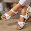 2025 Classic Women Shoes Summer Women's Sandals Fashion Hollow Wedges Sandals Retro Solid Sewing Plus Size Rome Shoes Hot