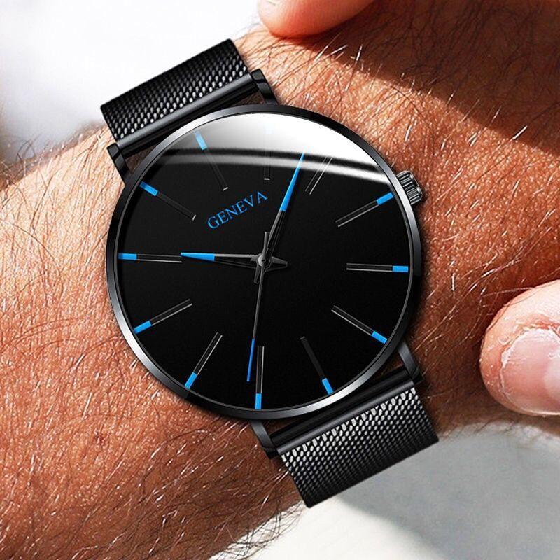 Geneva Mens Quartz Watch Alloy Band With Decorative Dial For Casual Wear