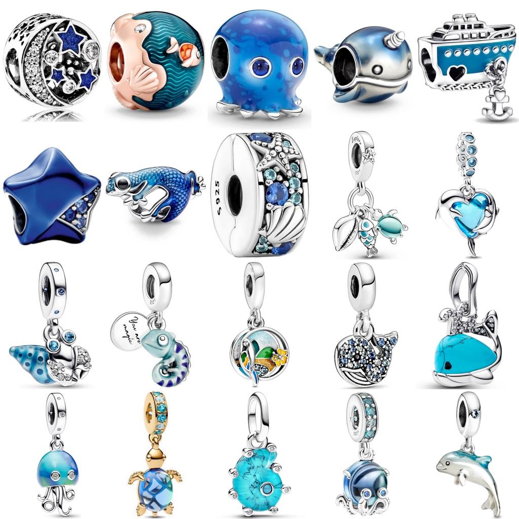 925 Silver Ocean Series Dolphin Octopus Charm Pendant Beads Fit Original Bracelet DIY Women Jewelry Gift Accessories