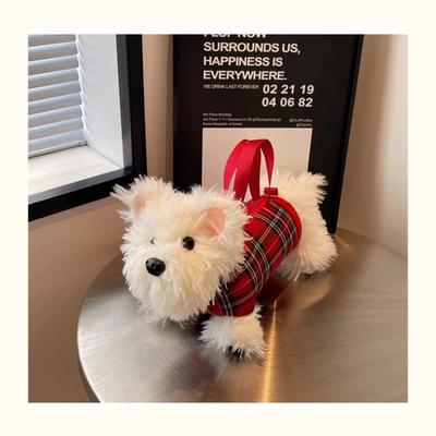 Cute West Highland Puppy Doll Bag Cartoon Plush Doll Doll Crossbody Shoulder Tote Bag Girl Gift